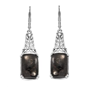 Karis Matrix Silver Shungite 9.35 ctw Lever Back Earrings in Platinum Bond 