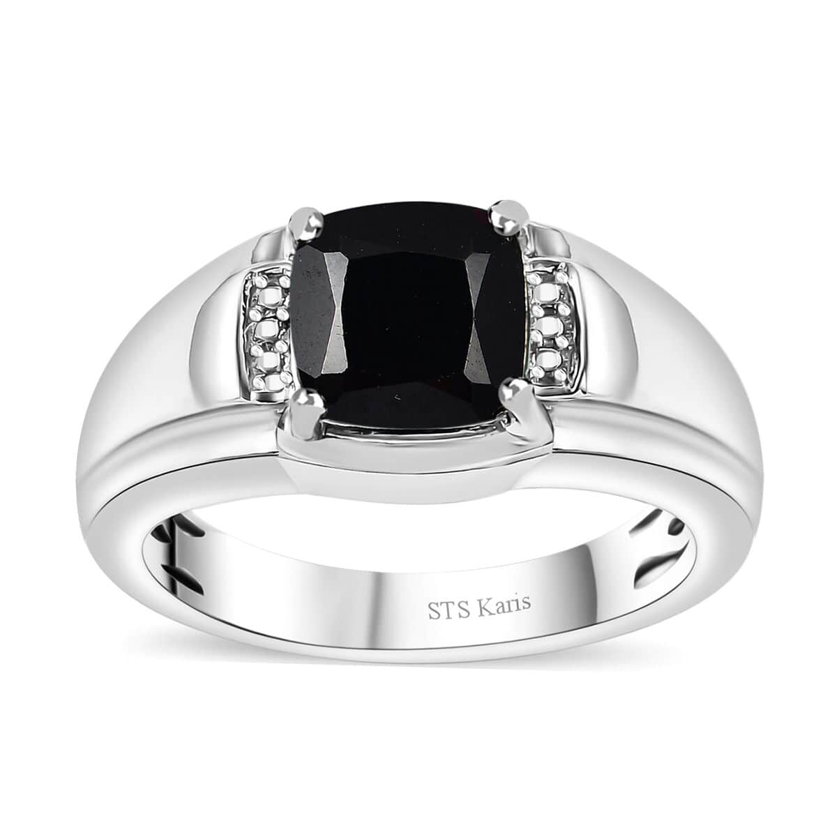 Karis Thai Black Spinel 3.00 ctw Men's Ring in Platinum Bond (Size 10.0)  image number 0