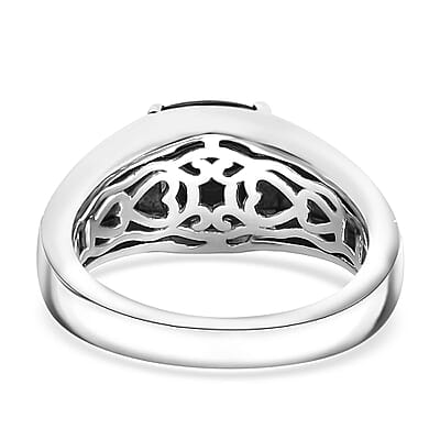 Karis Thai Black Spinel 3.00 ctw Men's Ring in Platinum Bond (Size 10.0) 