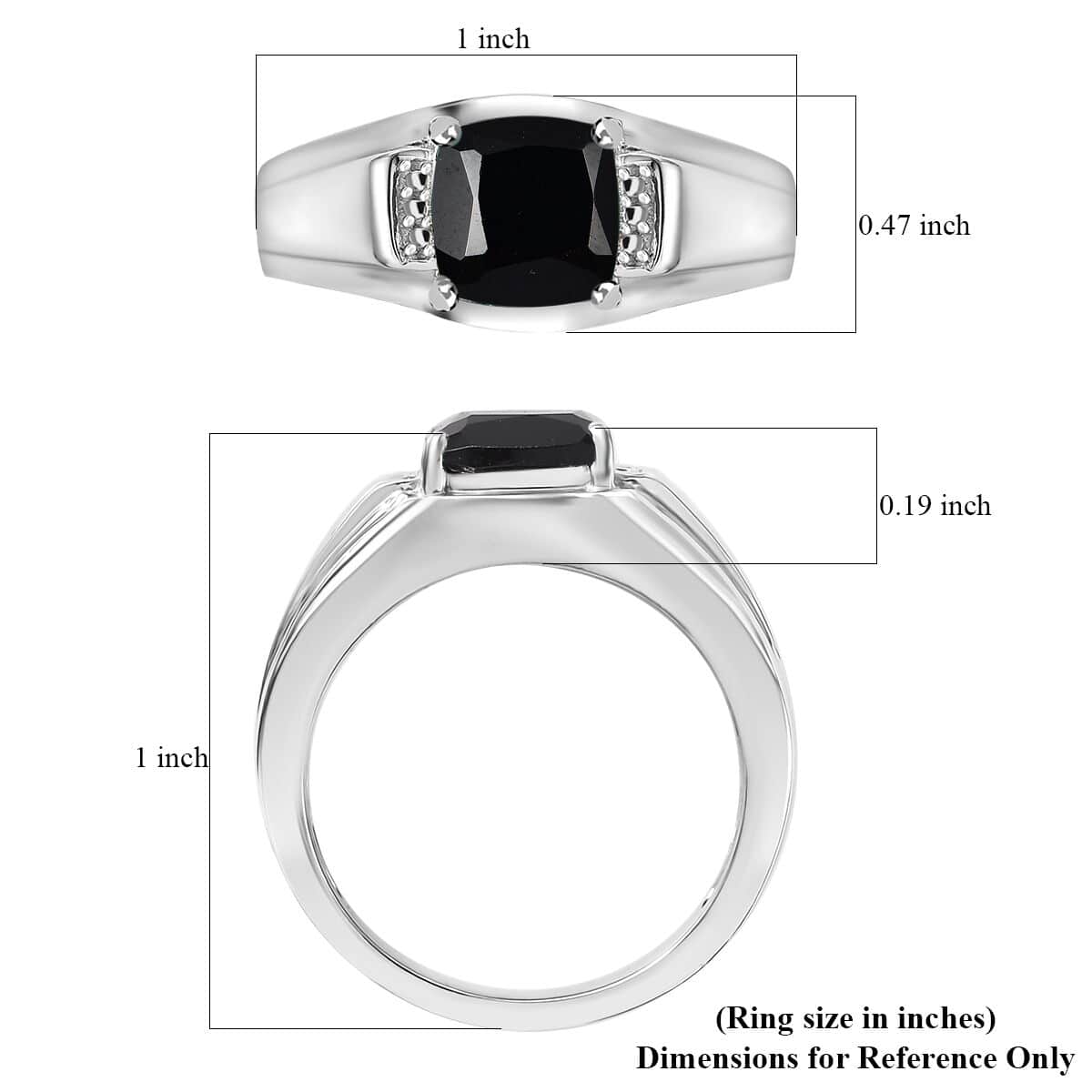 Karis Thai Black Spinel 3.00 ctw Men's Ring in Platinum Bond (Size 10.0)  image number 5