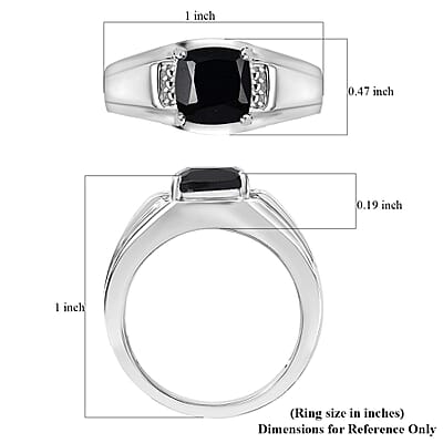 Karis Thai Black Spinel 3.00 ctw Men's Ring in Platinum Bond (Size 10.0) 