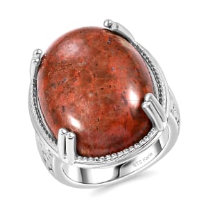 Karis Poppy Jasper 20.90 ctw Solitaire Ring in Platinum Bond (Size 10.0) 