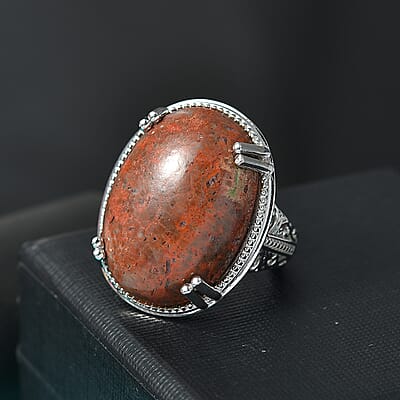 Karis Poppy Jasper 20.90 ctw Solitaire Ring in Platinum Bond (Size 10.0) 