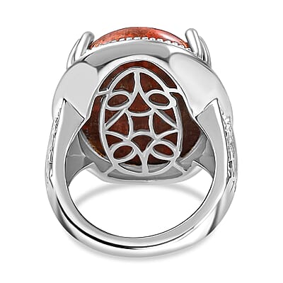 Karis Poppy Jasper 20.90 ctw Solitaire Ring in Platinum Bond (Size 10.0) 