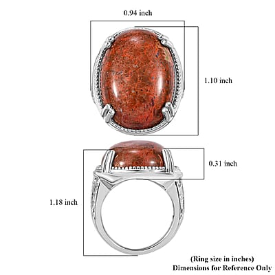 Karis Poppy Jasper 20.90 ctw Solitaire Ring in Platinum Bond (Size 10.0) 