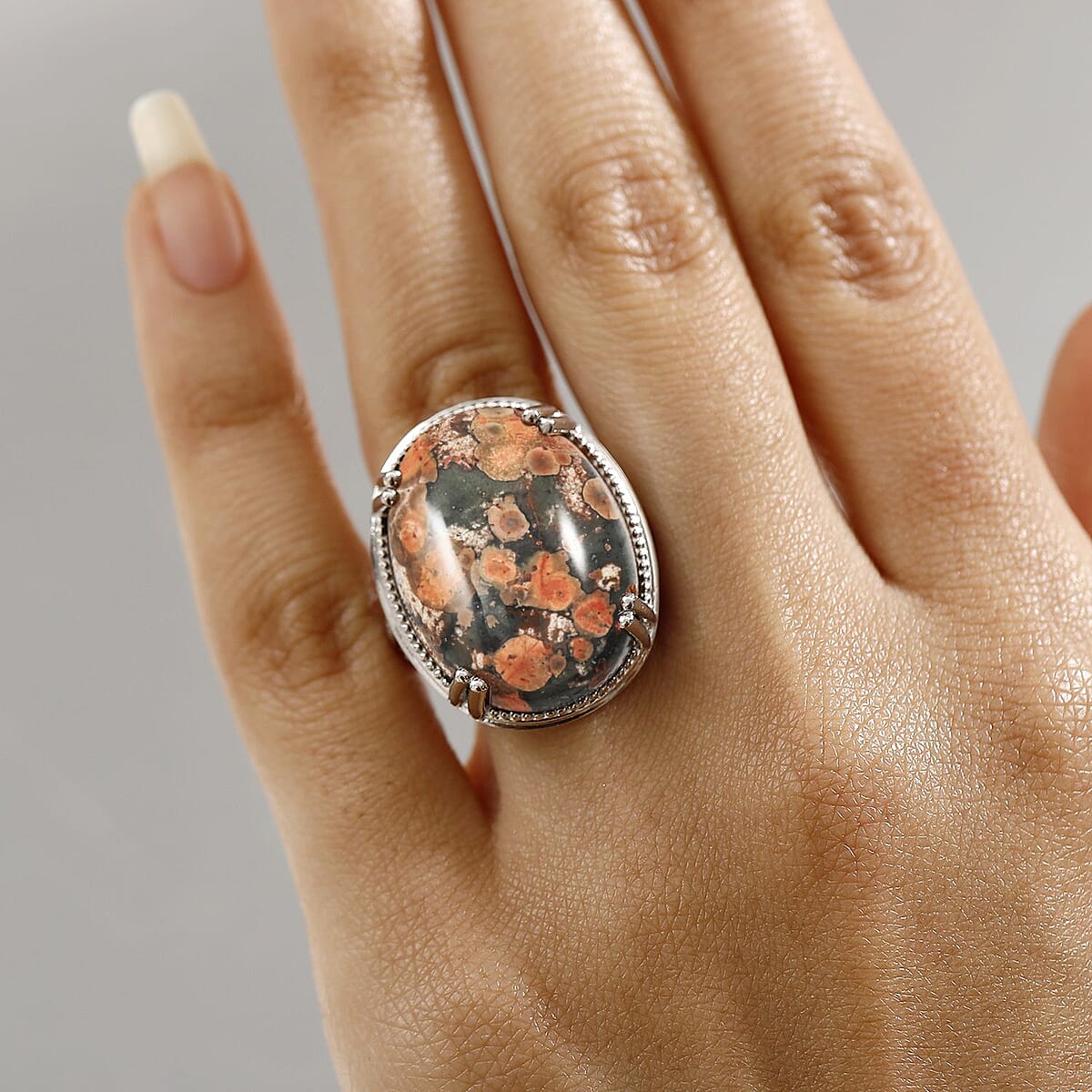 Karis Poppy Jasper 20.90 ctw Solitaire Ring in Platinum Bond (Size 6.0)  image number 2