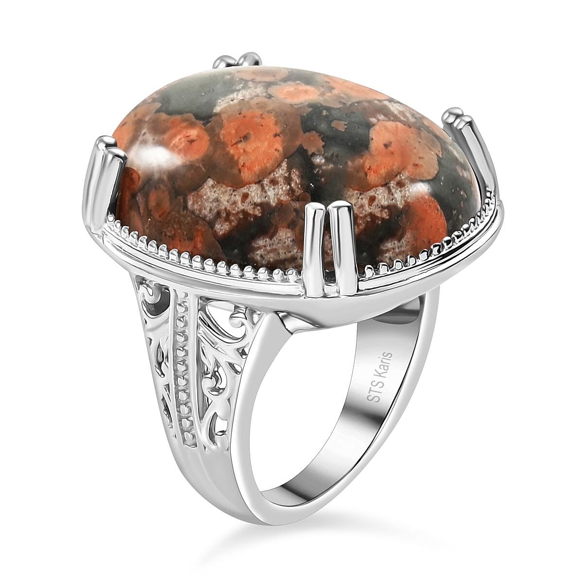 Karis Poppy Jasper 20.90 ctw Solitaire Ring in Platinum Bond (Size 6.0)  image number 3