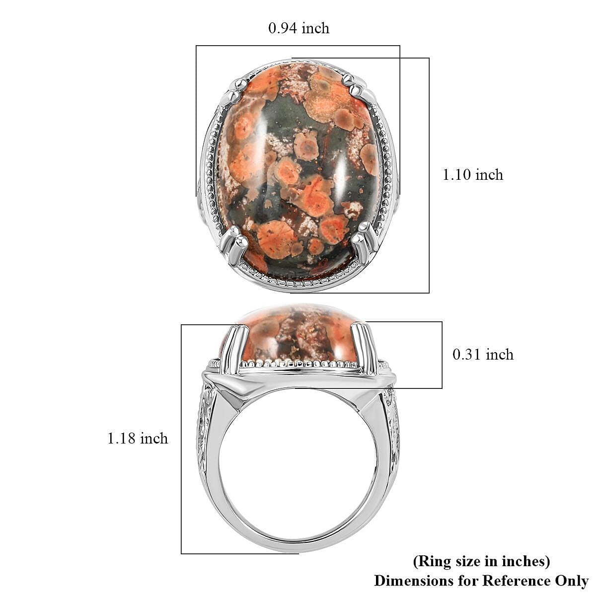 Karis Poppy Jasper 20.90 ctw Solitaire Ring in Platinum Bond (Size 6.0)  image number 5