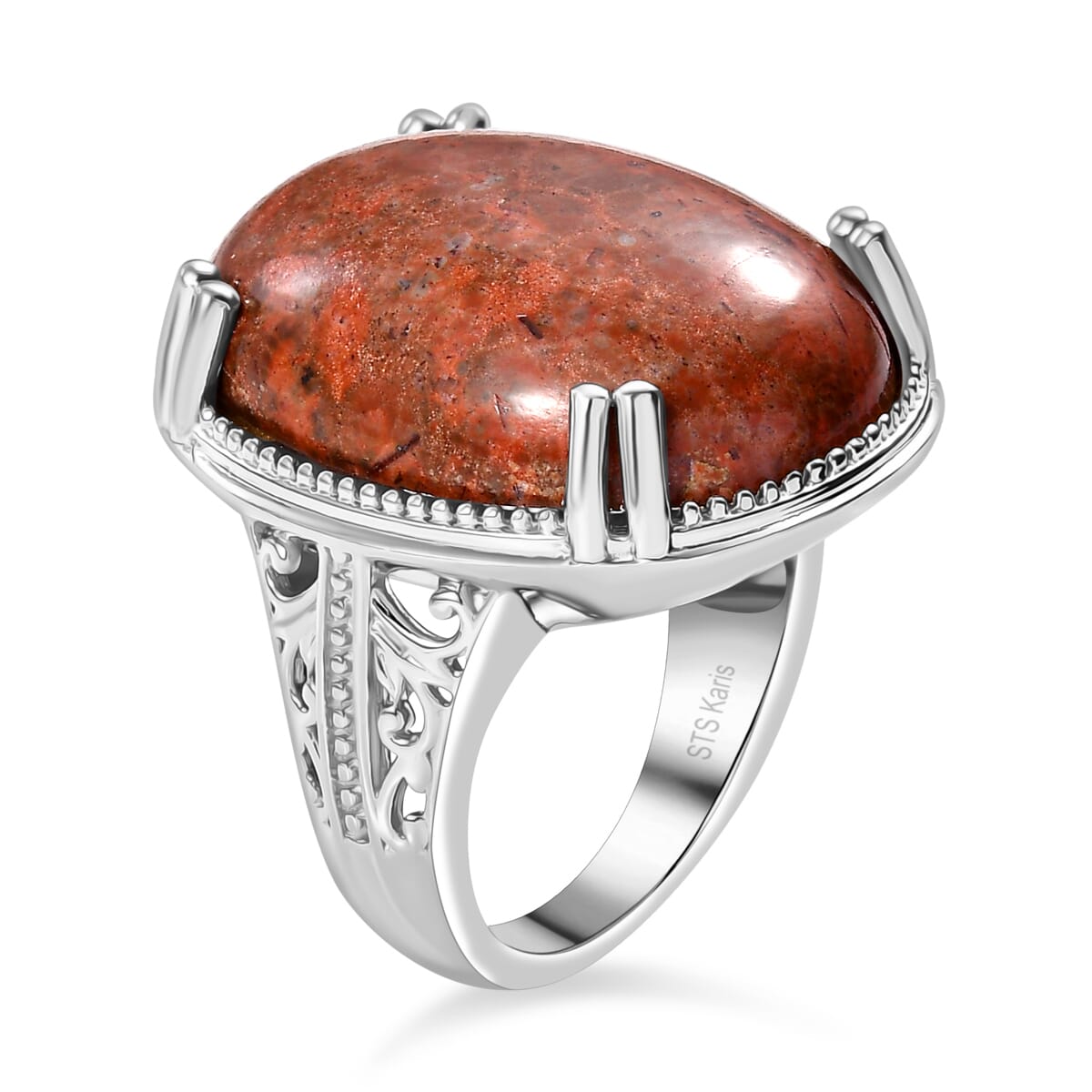 Karis Poppy Jasper 20.90 ctw Solitaire Ring in Platinum Bond (Size 7.0)  image number 3