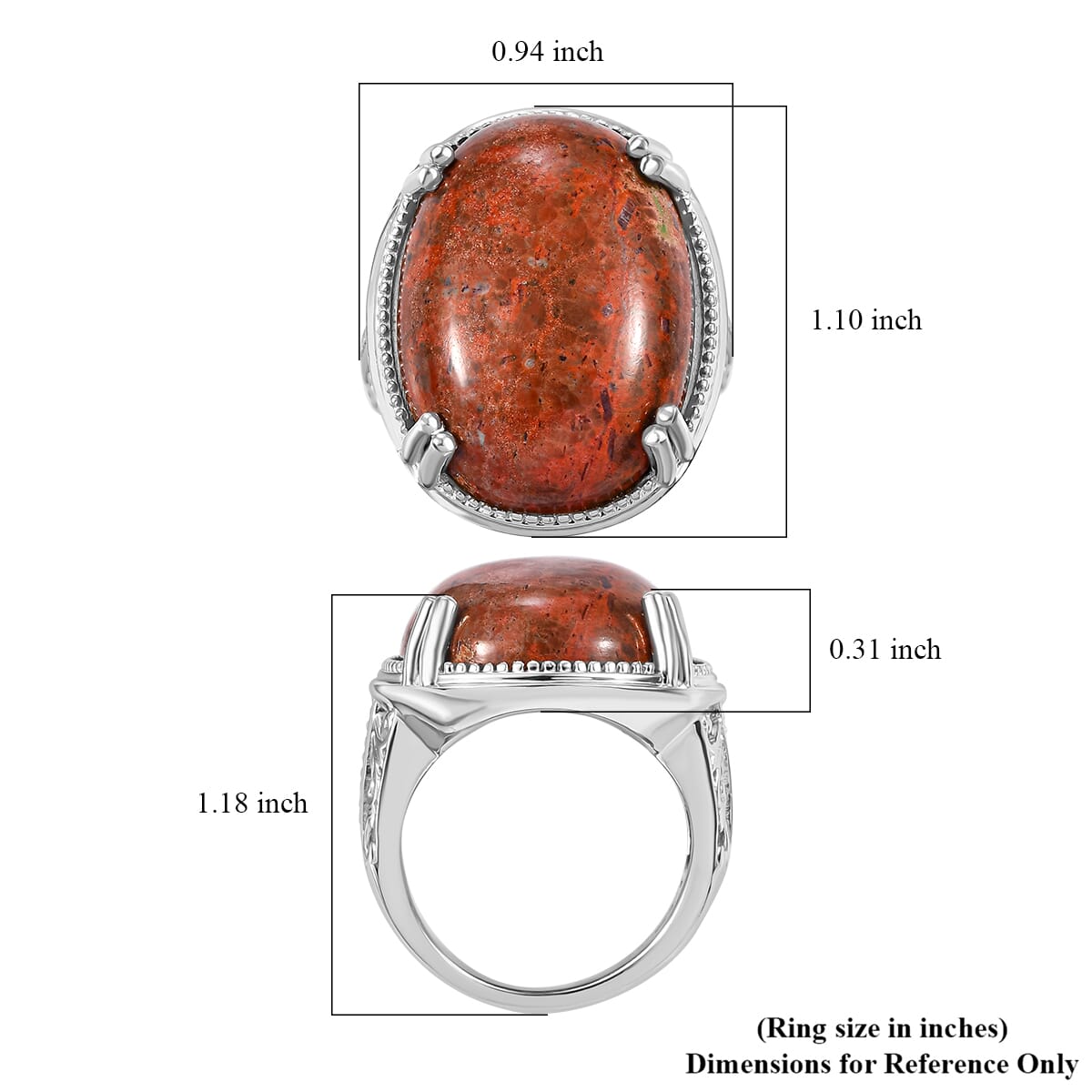 Karis Poppy Jasper 20.90 ctw Solitaire Ring in Platinum Bond (Size 7.0)  image number 5