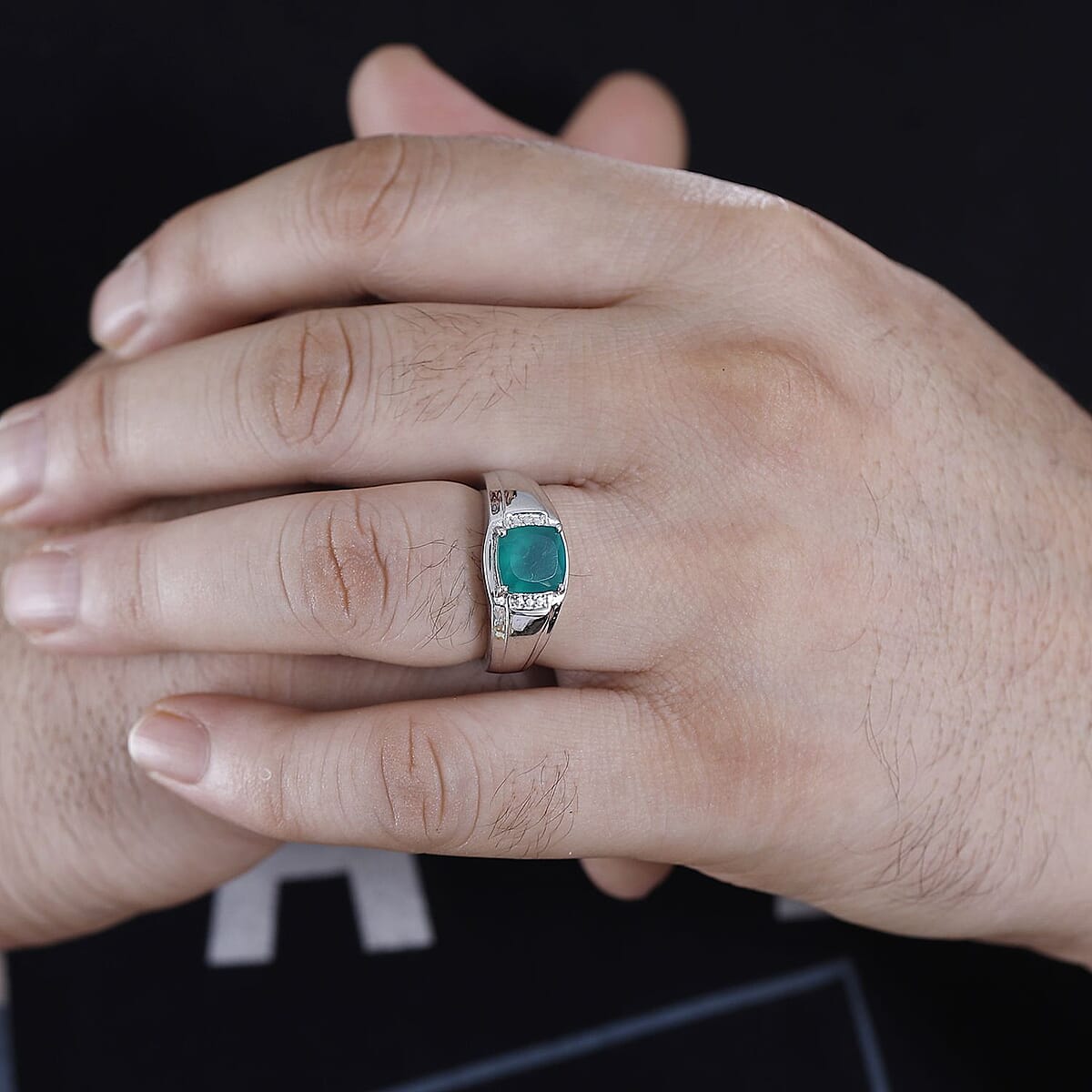 Karis Green Onyx 2.00 ctw Ring in Platinum Bond (Size 9.0)  image number 2