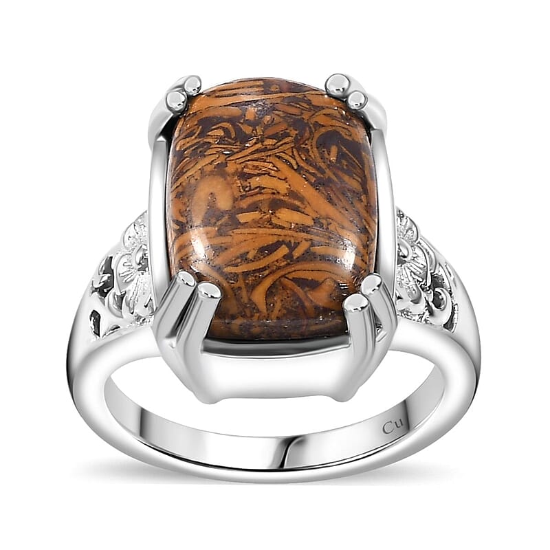 Script Stone 5.50 ctw Solitaire Ring in Platinum Over Copper with Magnet (Size 10.0)
