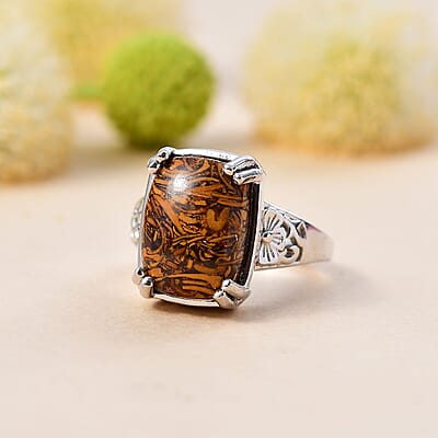 Script Stone 5.50 ctw Solitaire Ring in Platinum Over Copper with Magnet (Size 10.0)
