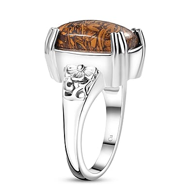 Script Stone 5.50 ctw Solitaire Ring in Platinum Over Copper with Magnet (Size 10.0)