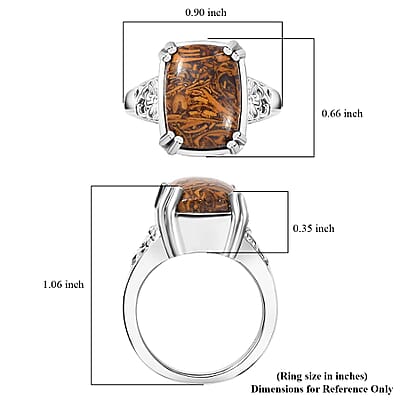 Script Stone 5.50 ctw Solitaire Ring in Platinum Over Copper with Magnet (Size 10.0)