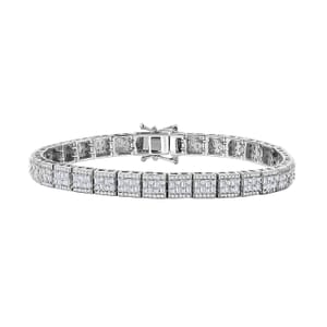 Diamond 4.00 ctw Art Deco Bracelet in Rhodium Over Sterling Silver (7.25 In)