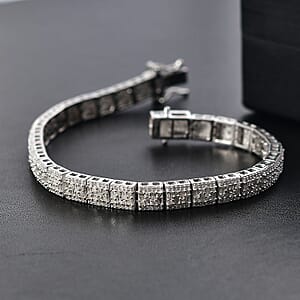 D'Joy Diamond 4.00 ctw Art Deco Bracelet in Rhodium Over Sterling Silver (7.25 In)