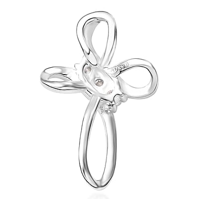 D'Joy Moissanite 0.10 ctw Cross Pendant without Chain in Sterling Silver