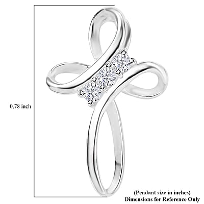 D'Joy Moissanite 0.10 ctw Cross Pendant without Chain in Sterling Silver