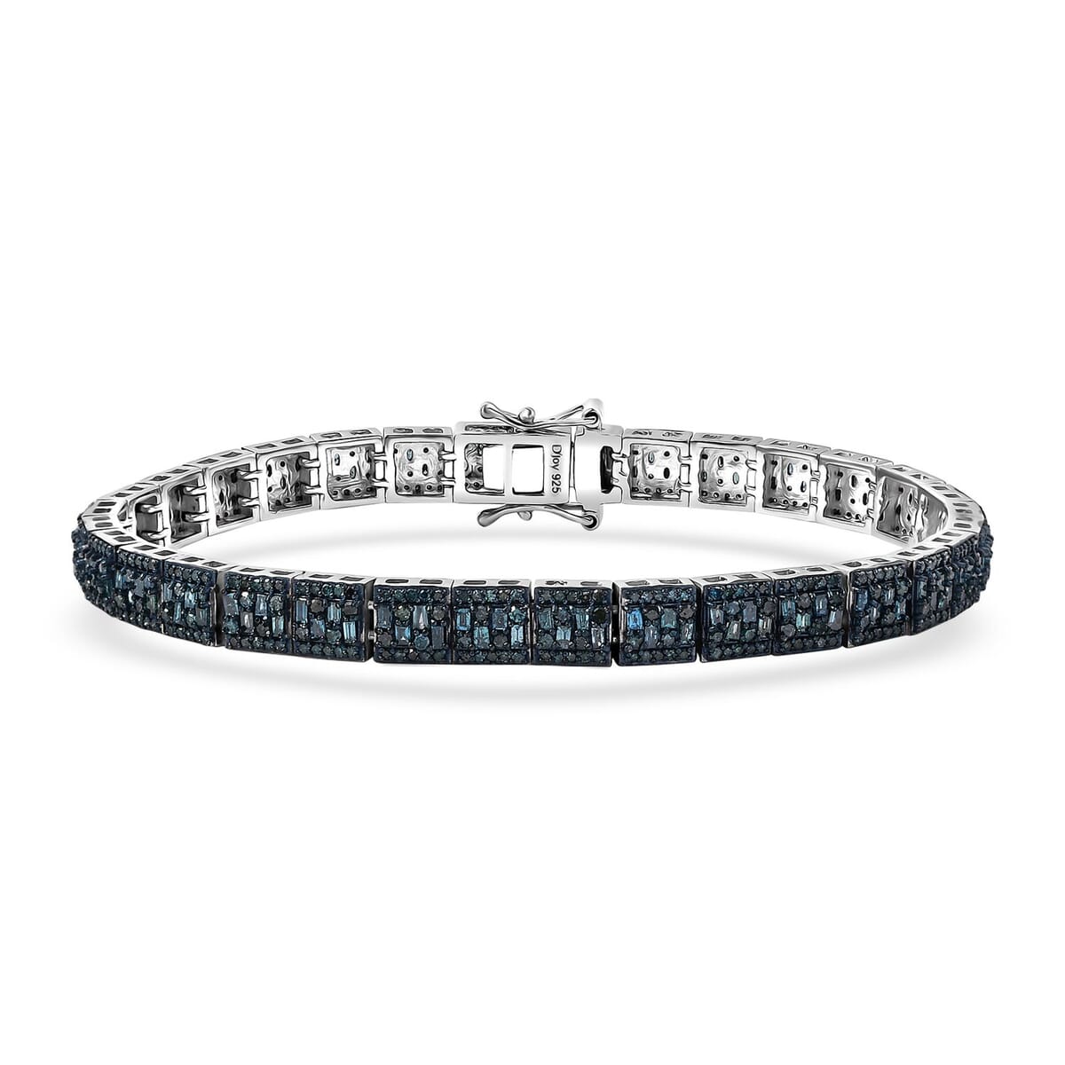 D'Joy Blue Diamond 4.00 ctw Art Deco Bracelet in Rhodium Over Sterling Silver (7.25 In) image number 0