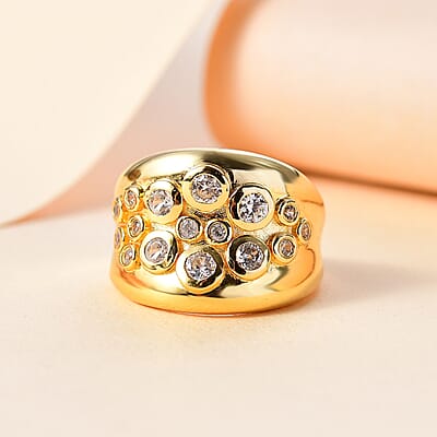Karis White Zircon 1.25 ctw Ring in 18K Yellow Gold Plated (Size 10.0)