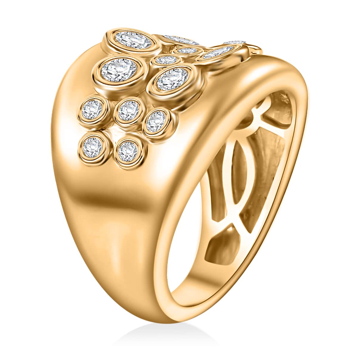 Karis White Zircon 1.25 ctw Ring in 18K Yellow Gold Plated (Size 10.0) image number 3