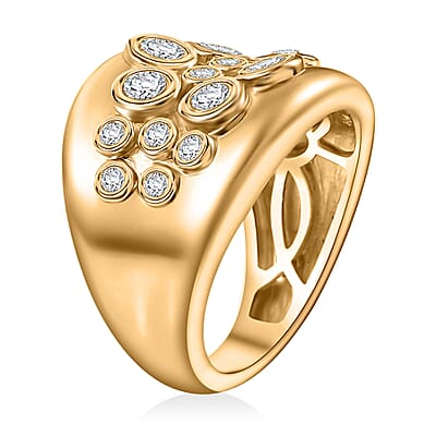 Karis White Zircon 1.25 ctw Ring in 18K Yellow Gold Plated (Size 10.0)