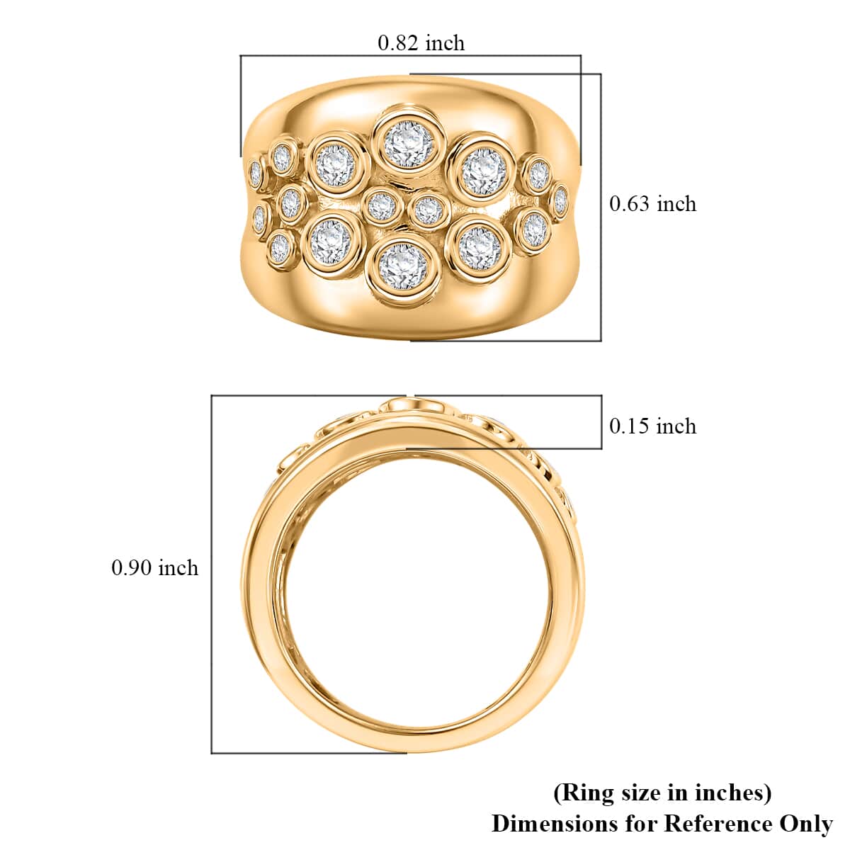 Karis White Zircon 1.25 ctw Ring in 18K Yellow Gold Plated (Size 10.0) image number 5