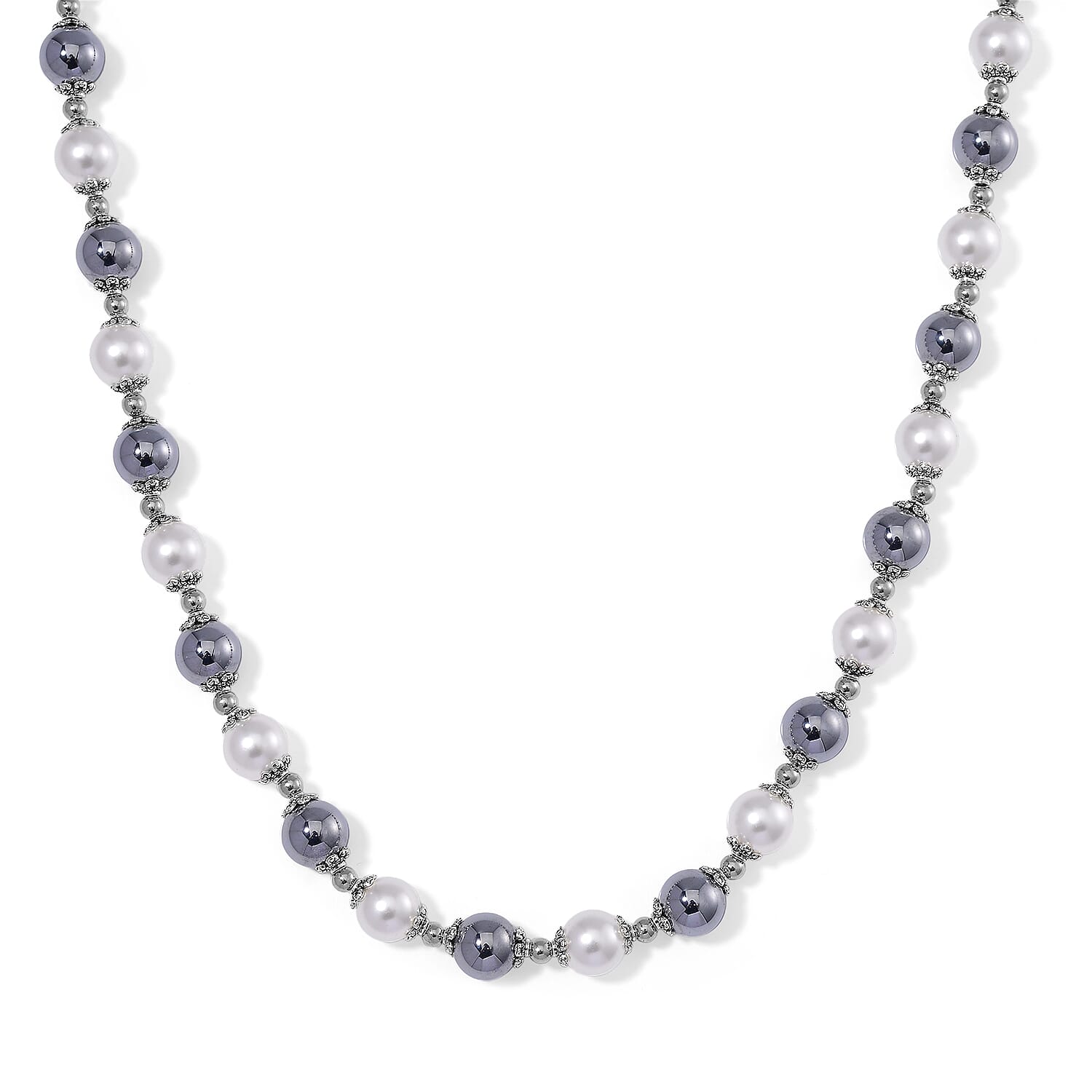 Terahertz, Peacock Color Shell Pearl Necklace (20-22 Inches) in Stainless Steel 50.00 ctw