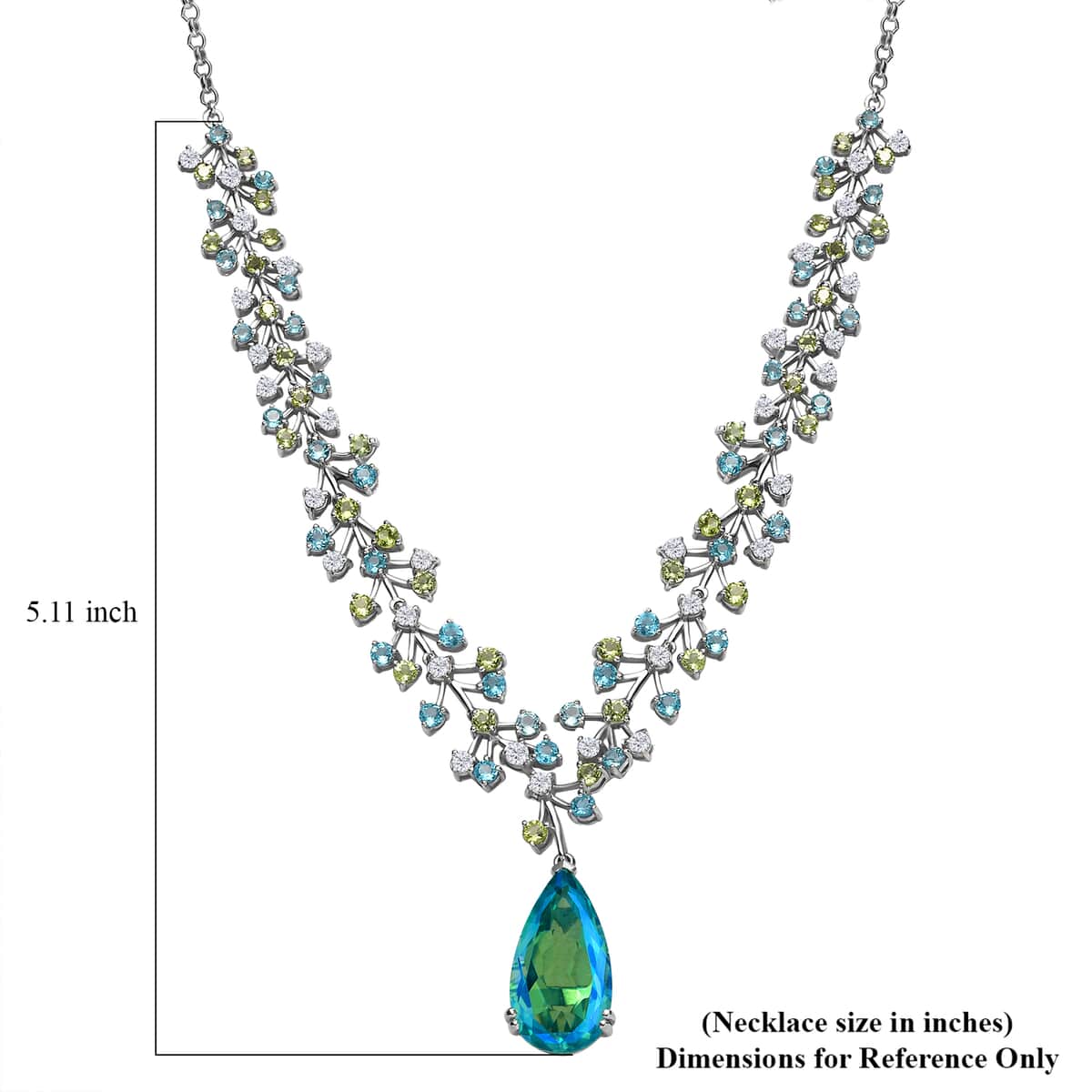 Peacock Quartz (Triplet) and Multi Gemstone 27.00 ctw Garden Oasis Necklace in Rhodium Over Sterling Silver 18 Inches  image number 5