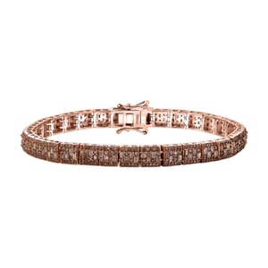 Natural Champagne Diamond 4.00 ctw Art Deco Bracelet in 18K Vermeil Rose Gold Over Sterling Silver (7.25 In)