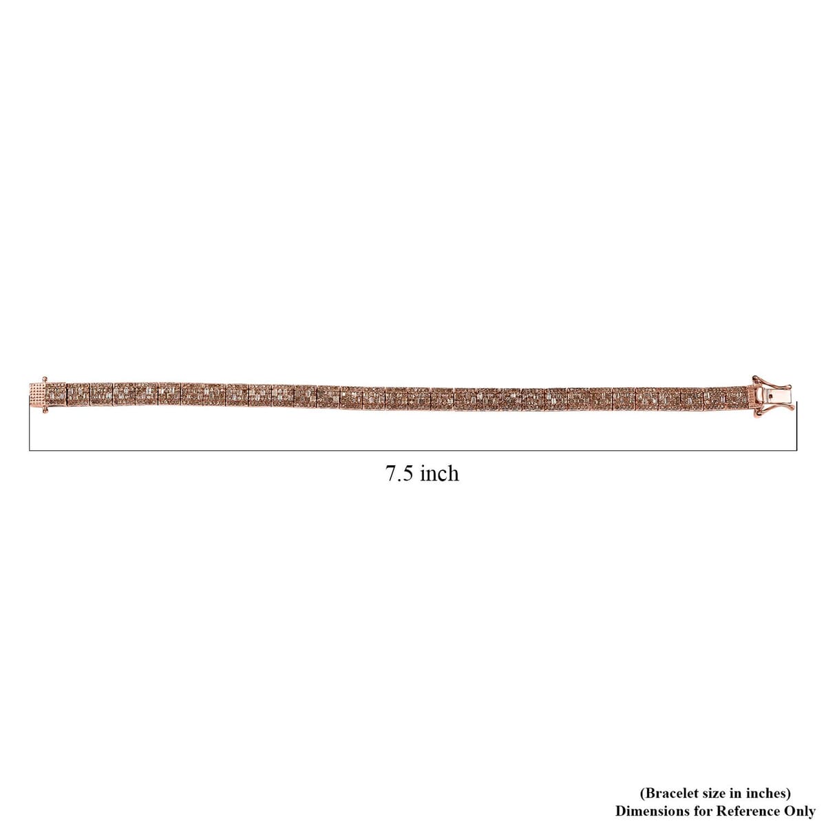 Natural Champagne Diamond 4.00 ctw Art Deco Bracelet in 18K Vermeil Rose Gold Over Sterling Silver (7.25 In) image number 4