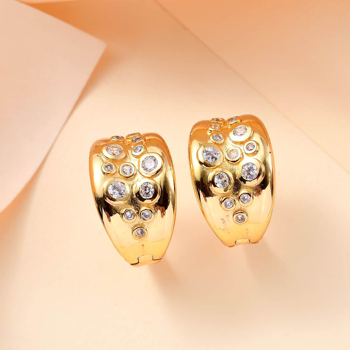 Karis White Zircon 1.60 ctw Earrings in 18K YG Plated image number 1