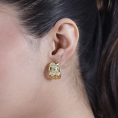 Karis White Zircon 1.60 ctw Earrings in 18K YG Plated