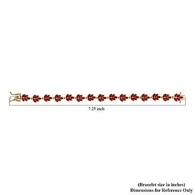 D'Joy Mexican Cherry Fire Opal 4.00 ctw Autumn Leaf Bracelet in 18K Vermeil Yellow Gold Over Sterling Silver (6.50 In)