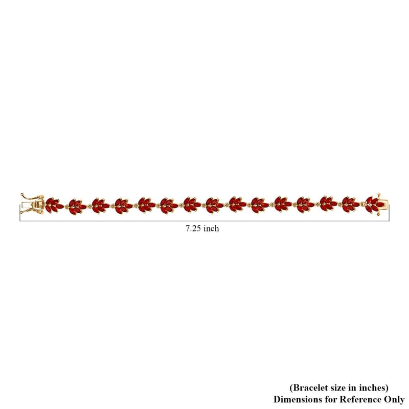 D'Joy Mexican Cherry Fire Opal 4.00 ctw Autumn Leaf Bracelet in 18K Vermeil Yellow Gold Over Sterling Silver (6.50 In)