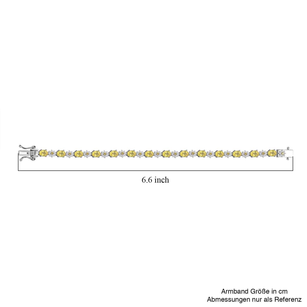 Madagascar Yellow Sapphire and Moissanite 8.35 ctw Flower Bracelet in Rhodium Over Sterling Silver (6.50 In) image number 3