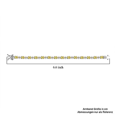 D'Joy Madagascar Yellow Sapphire and Moissanite 8.35 ctw Flower Bracelet in Rhodium Over Sterling Silver (6.50 In)