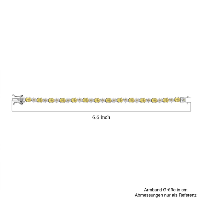 D'Joy Madagascar Yellow Sapphire and Moissanite 8.35 ctw Flower Bracelet in Rhodium Over Sterling Silver (6.50 In)