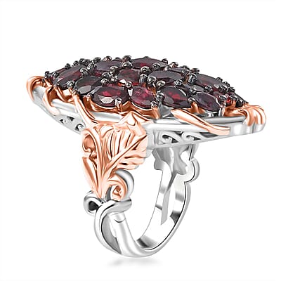 Premium Anthill Garnet 5.60 ctw Crimson Vine Flame Ring in Vermeil RG and Rhodium Over Sterling Silver (Size 10.0)