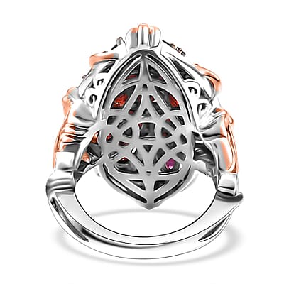 Premium Anthill Garnet 5.60 ctw Crimson Vine Flame Ring in Vermeil RG and Rhodium Over Sterling Silver (Size 10.0)