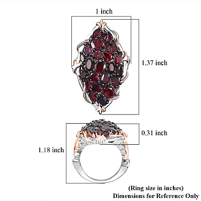 Premium Anthill Garnet 5.60 ctw Crimson Vine Flame Ring in Vermeil RG and Rhodium Over Sterling Silver (Size 10.0)