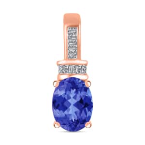 Iliana AAA Tanzanite and G-H SI Diamond 1.40 ctw Pendant in 18K Rose Gold