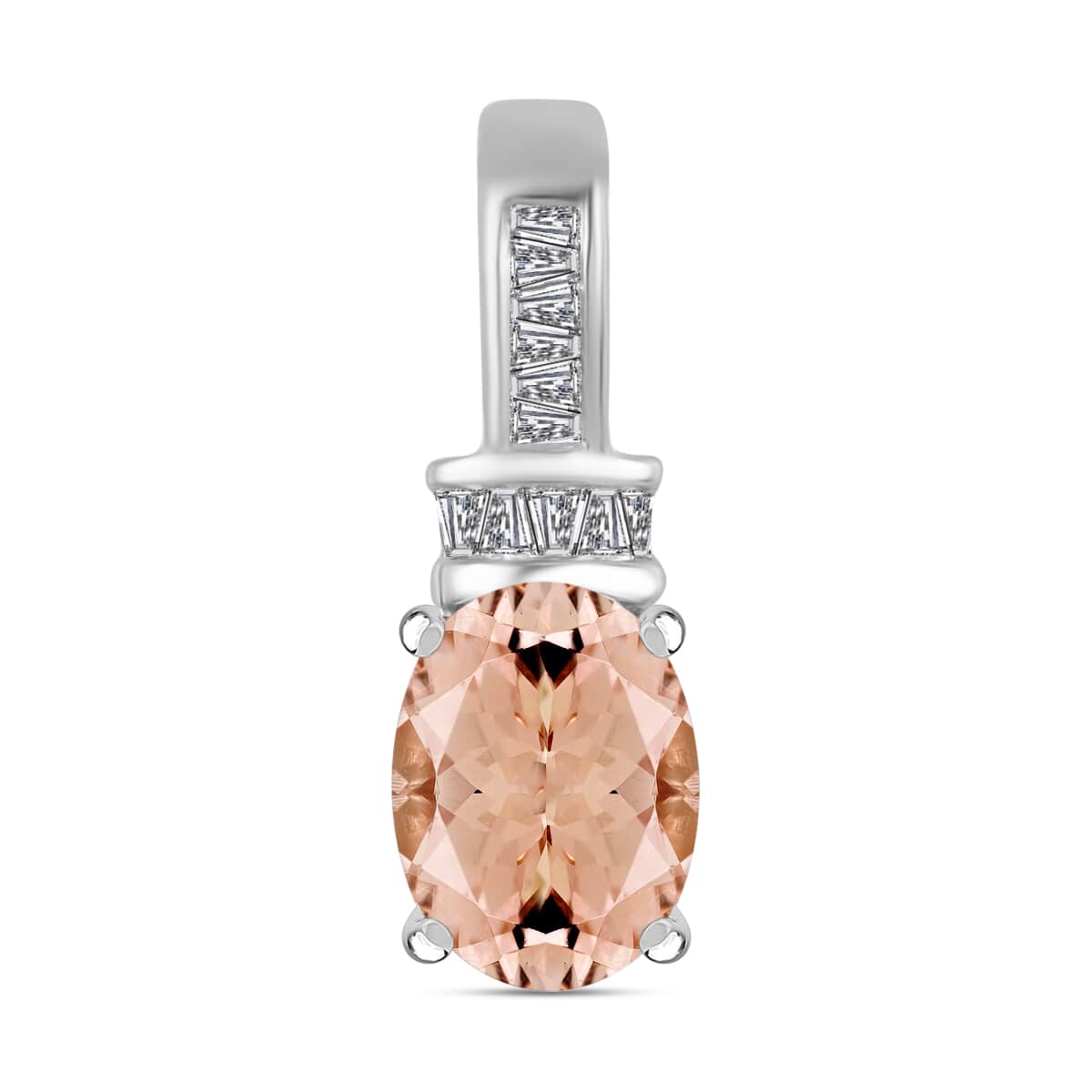 Luxoro Premium Marropino Morganite and G-H I1 Diamond 1.35 ctw Pendant in 14K White Gold image number 0