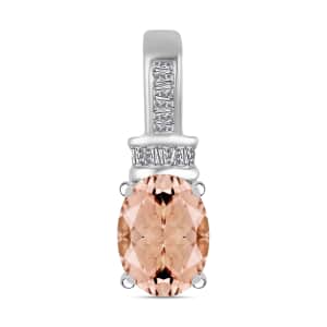 Luxoro Premium Marropino Morganite and G-H I1 Diamond 1.35 ctw Pendant in 14K White Gold