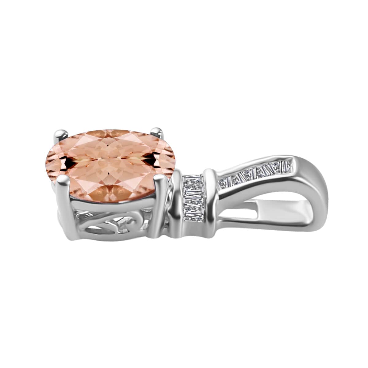 Luxoro Premium Marropino Morganite and G-H I1 Diamond 1.35 ctw Pendant in 14K White Gold image number 2