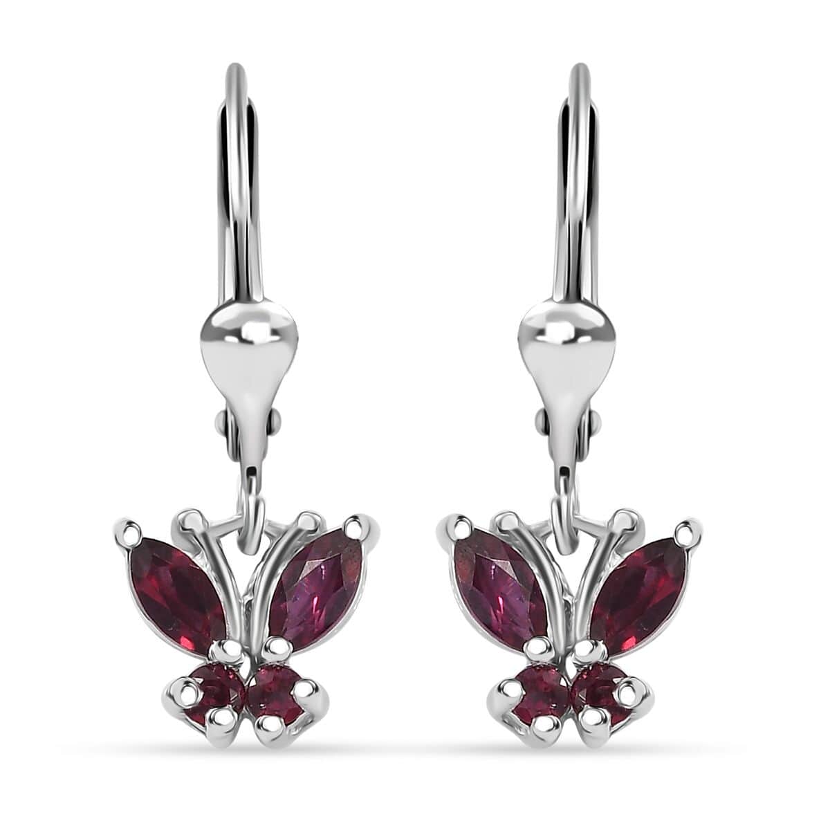 Premium Anthill Garnet 1.00 ctw Butterfly Earrings in Rhodium Over Sterling Silver image number 0