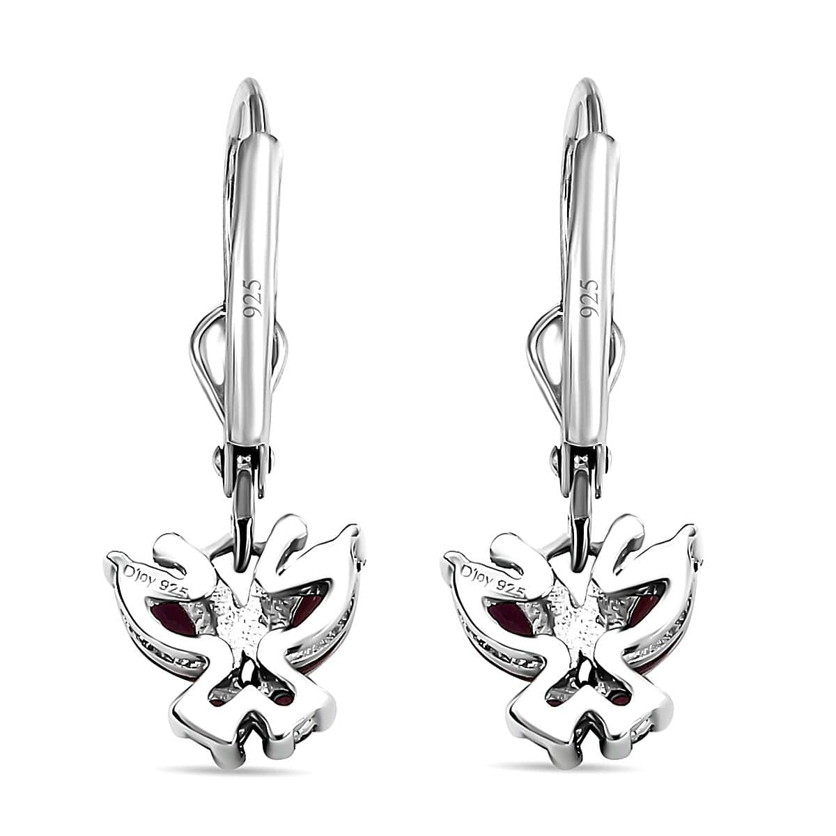 Premium Anthill Garnet 1.00 ctw Butterfly Earrings in Rhodium Over Sterling Silver image number 3