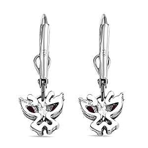 Premium Anthill Garnet 1.00 ctw Butterfly Earrings in Rhodium Over Sterling Silver