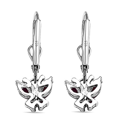 Premium Anthill Garnet 1.00 ctw Butterfly Earrings in Rhodium Over Sterling Silver